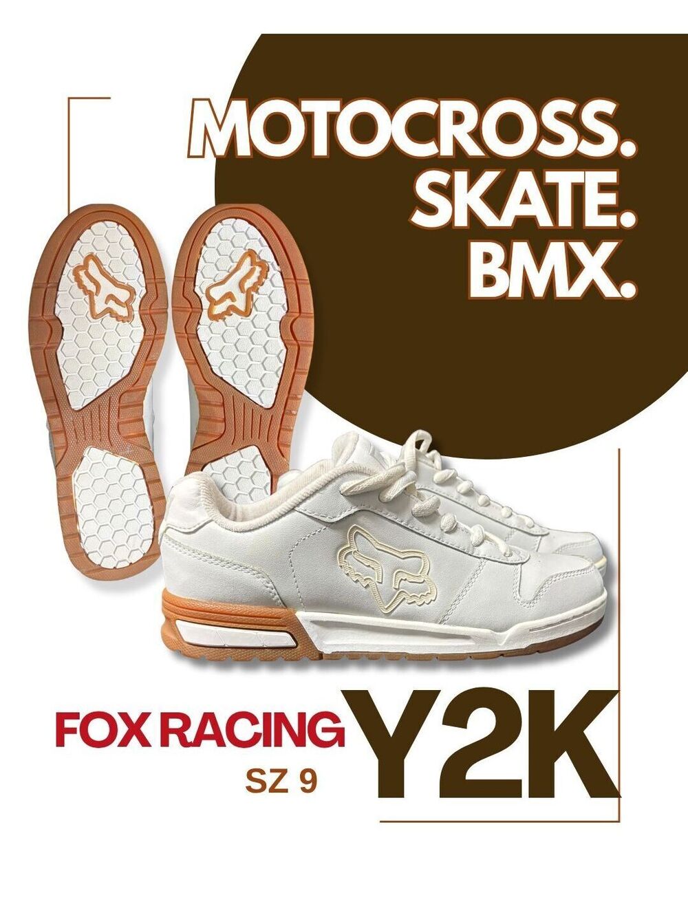 Fox Racing Concepts White Gum Skate Shoes Vintage 65031-008